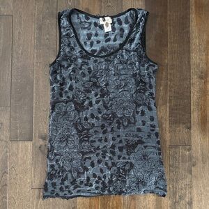 Lavish Ruffle Layers Floral Black Tank Top Size S